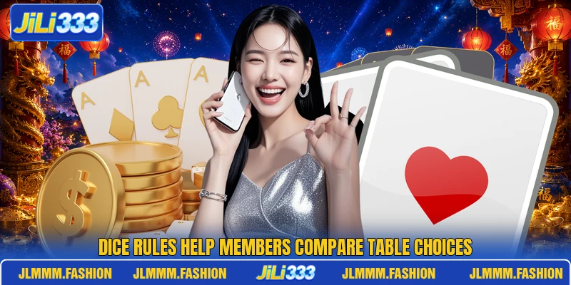 Dice rules help members compare table choices Dice rules help members compare table choices