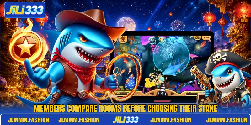 Members compare rooms before choosing their stake