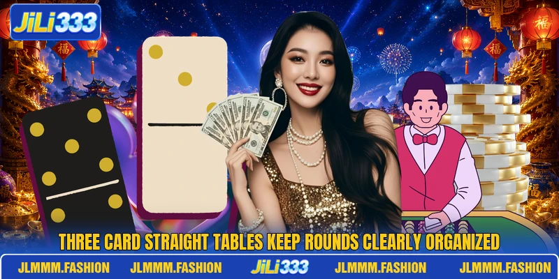 Three card straight tables keep rounds clearly organized Three card straight tables keep rounds clearly organized